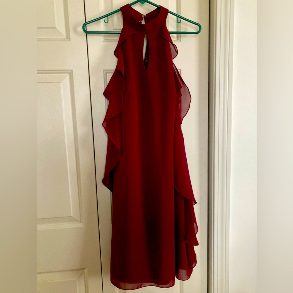 Lovely burgundy dress. Can be worn as a formal dress or bridesmaid dress.